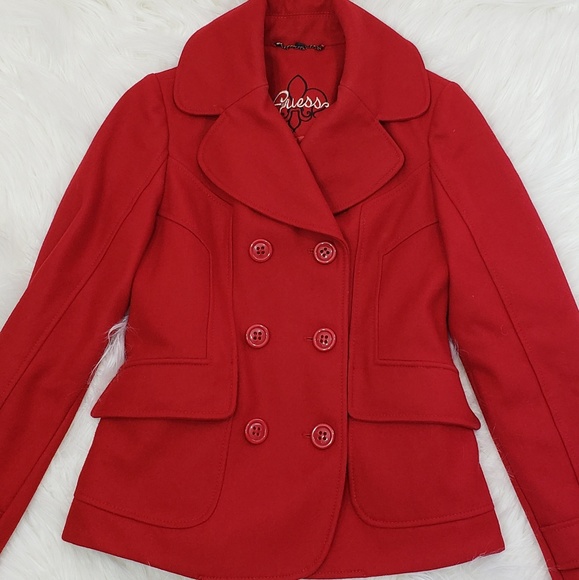 Guess Jackets & Blazers - Red Guess Pea Coat size small